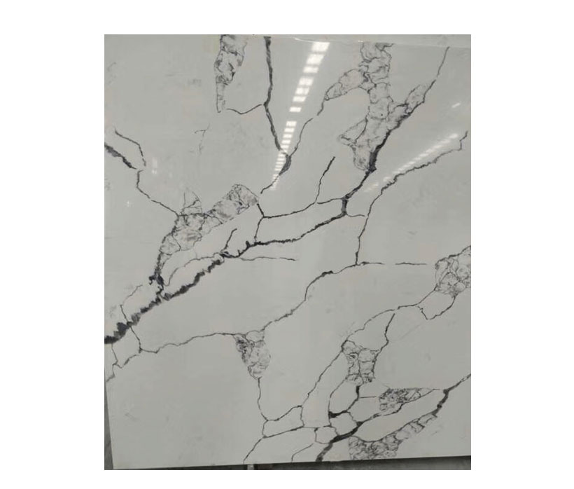 Calacatta Quartz Surfaces Black Veins Quartz Countertops For Bathroom